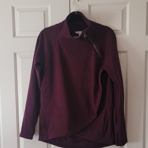 Athleta Cozy Karma Asym Pullover burgundy size Sm - Picture 4 of 6